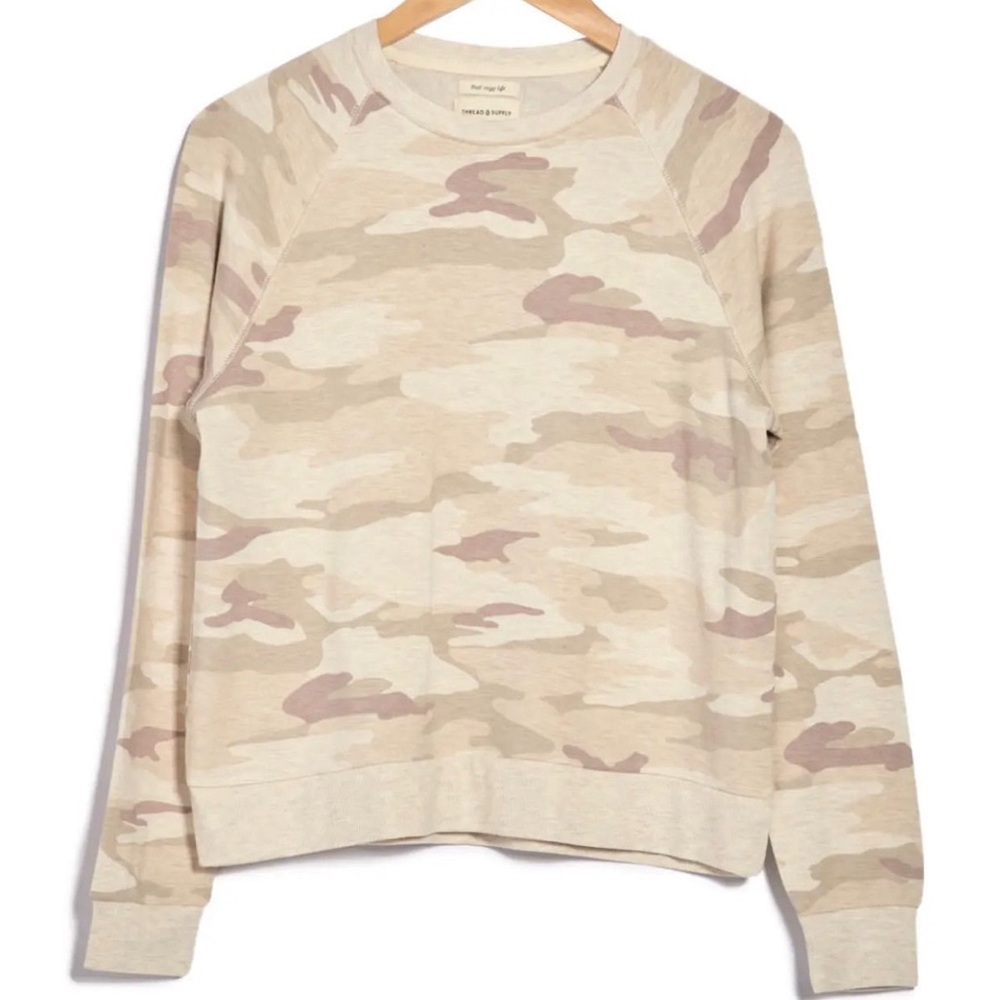 Thread & Supply Jacey Camo Print Raglan Pullover In Blush Camo Size S